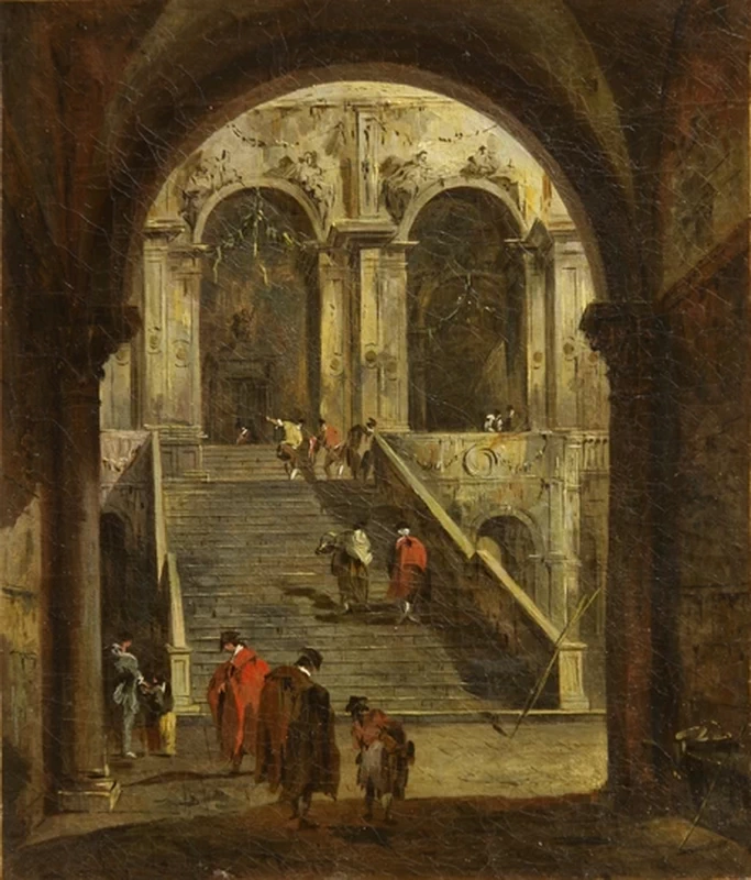 Cortile del Palazzo Ducale con la Scala dei Giganti, vista attraverso l'Arco Foscari - National Gallery of Armenia